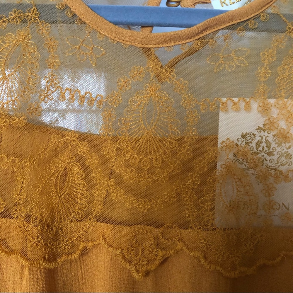 Anthropologie Rebellion Marigold Flutter Sleeve Lace Crochet Peplum Plus Size - Picture 11 of 17